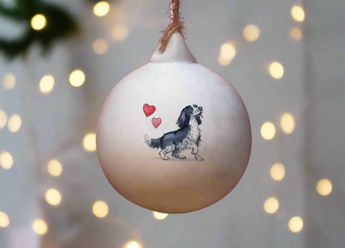 Sprocker Black & White Ceramic Round Bauble